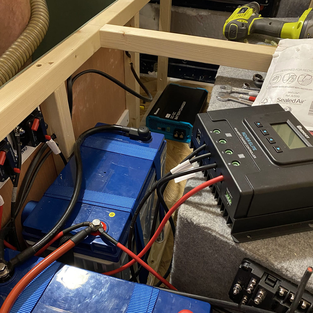 Campervan electrical setup in 2021 with two leisure batteries and MPPT